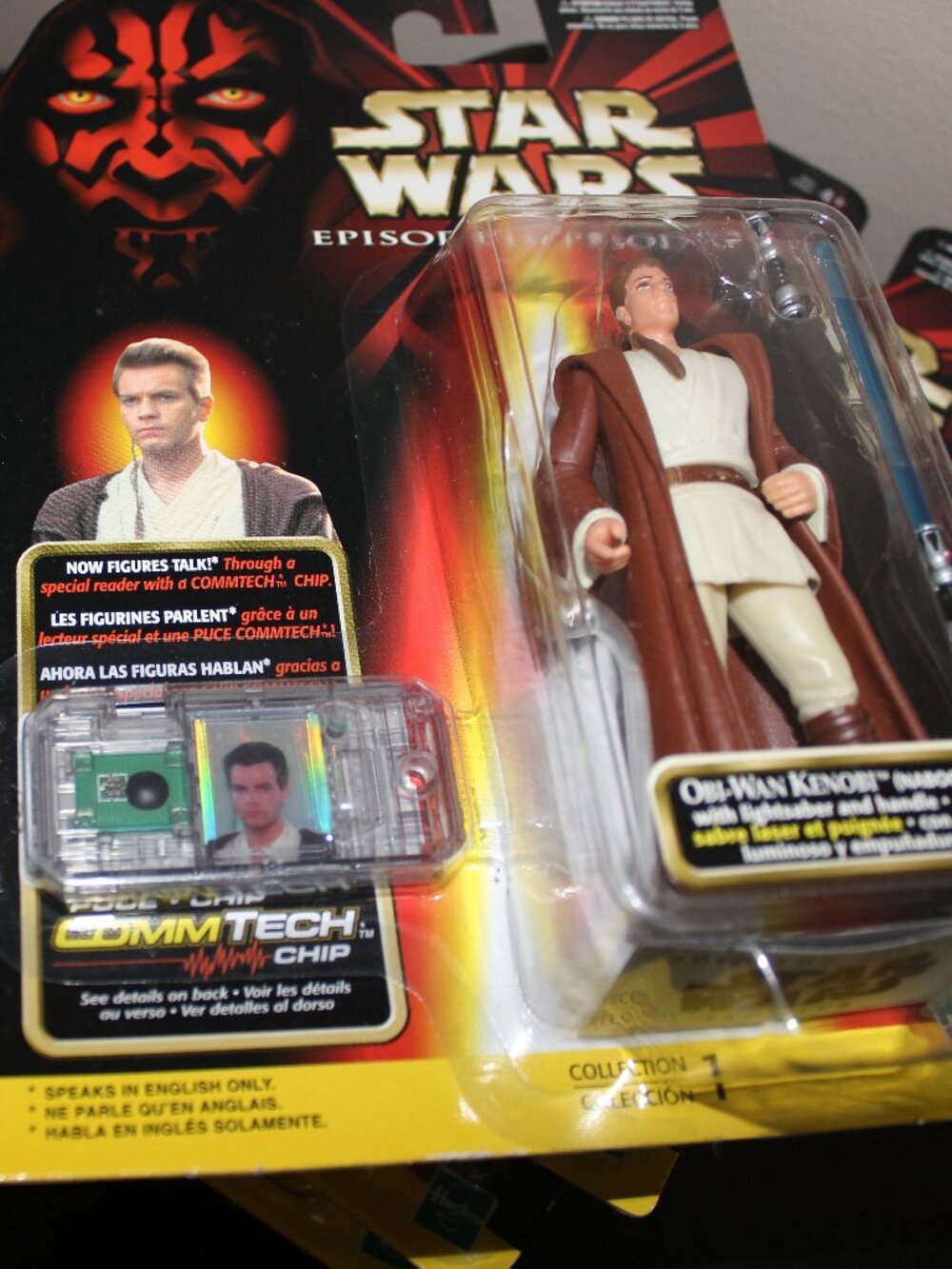 3/$55❤️1999 Hasbro Star Wars Episode 1 OBI-WAN KENOBI Figure with Commtech Chip